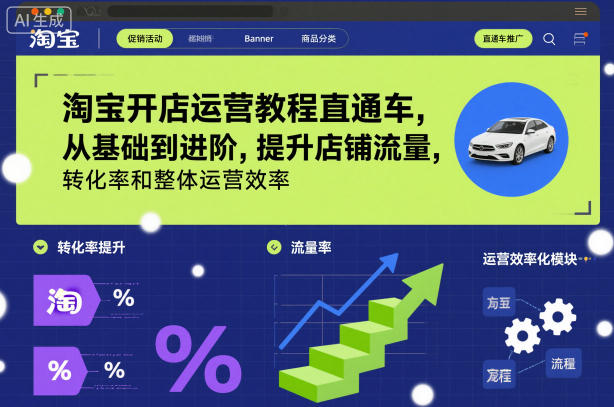 淘宝开店运营教程直通车，从基础到进阶，提升店铺流量，转化率和整体运营效率(更新26年4月20日)-小创项目网