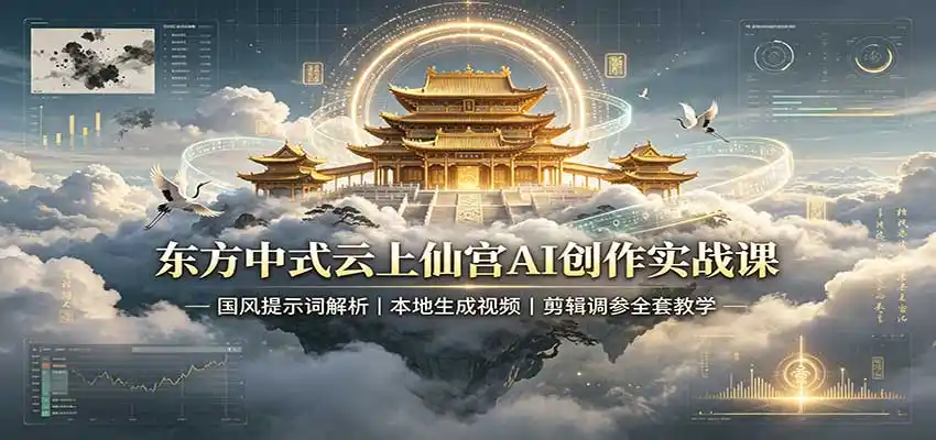 东方中式云上仙宫AI创作实战课：国风提示词解析，本地生成视频，剪辑调参全套教学-小创项目网