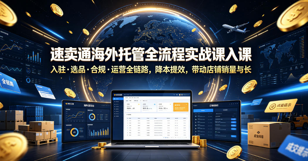 速卖通海外托管全流程实战课入驻・选品・合规・运营全链路，降本提效，带动店铺销量与收益增长-寒山客