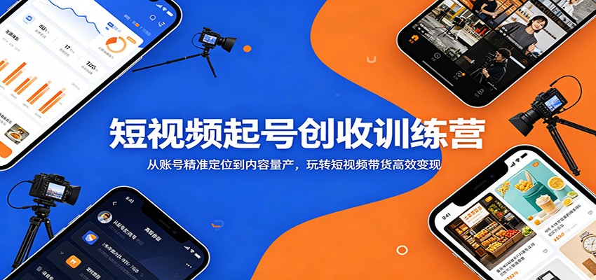 短视频起号创收训练营：从账号精准定位到内容量产，玩转短视频带货高效变现-小创项目网