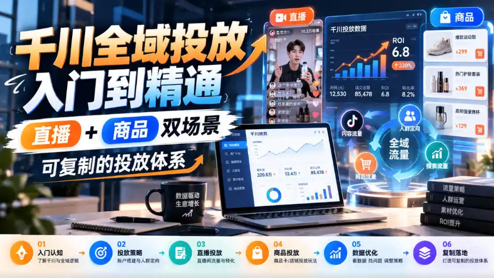 千川全域投放入门到精通，直播+商品双场景，可复制的投放体系-小创项目网
