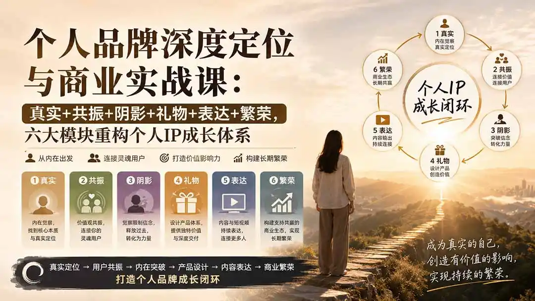 个人品牌深度定位与商业实战课：真实+共振+阴影+礼物+表达+繁荣，六大模块重构个人IP成长体系-小创项目网