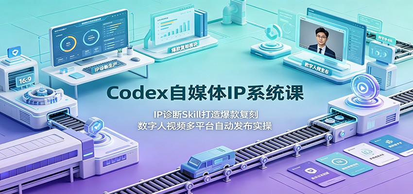Codex自媒体IP系统课：IP诊断Skill打造爆款复刻，数字人视频多平台自动发布实操-小创项目网