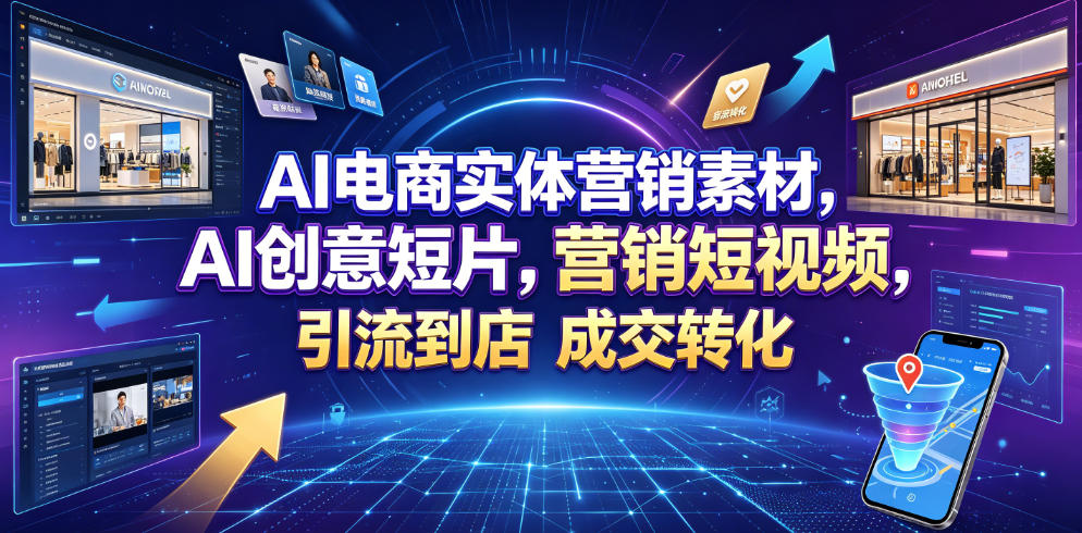 AI电商实体营销素材，AI创意短片，高效打造营销短视频，轻松引流到店，稳定提升门店客流与成交转化-寒山客