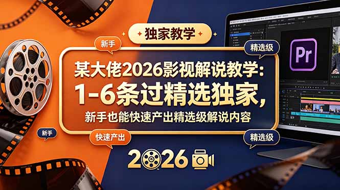 某大佬2026影视解说教学：1-6条过精选独家，新手也能快速产出精选级解说内容-寒山客