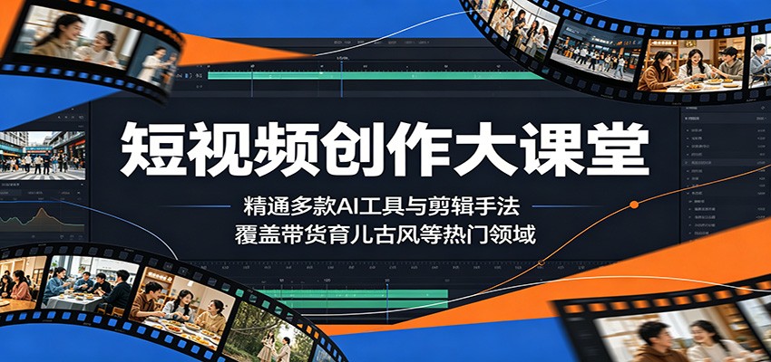 短视频创作大课堂:精通多款AI工具与剪辑手法,覆盖带货、育儿、古风等热门领域-小创项目网