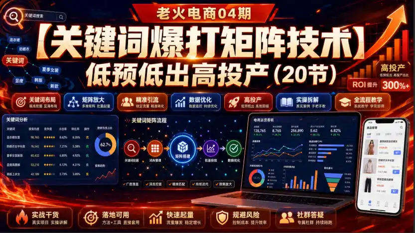 老火电商04期：【关键词爆打矩阵技术】低预低出高投产(20节)-小创项目网