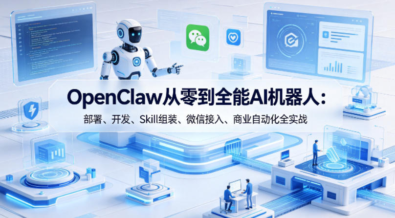 OpenClaw从零到全能AI机器人：部署、开发、Skill组装、微信接入、商业自动化全实战-小创项目网