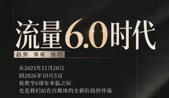 流量6.0时代直播课2026年10月,流量6.0时代的趋势、策略、技巧,2027年前,你的IP能否做起来,本场直播就是你的转折点