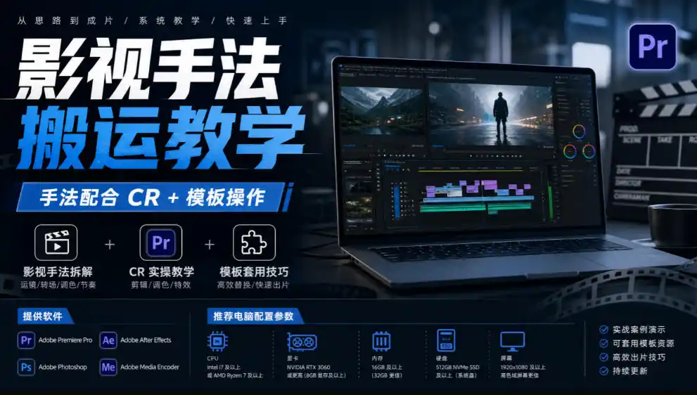 影视手法搬运教学，手法配合CR+模板操作，需要电脑，提供软件+配置参数-寒山客