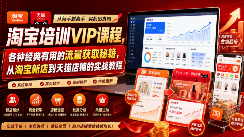 淘宝培训VIP课程，各种经典有用的流量获取秘籍，从淘宝新店到天猫店铺的实战教程(更新7月)-小创项目网