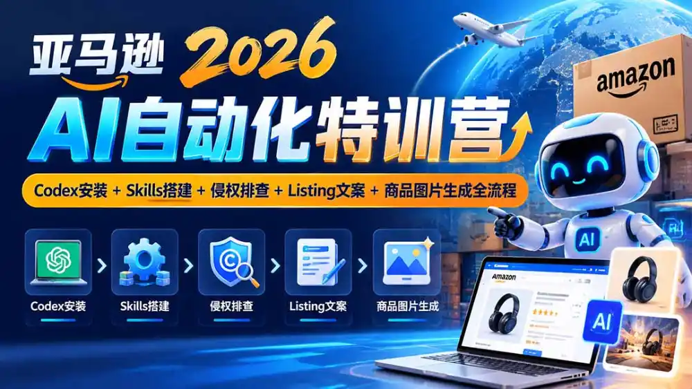 亚马逊2026AI自动化-10月特训营：Codex安装+Skills搭建+侵权排查+Listing文案+商品图片生成全流程-小创项目网