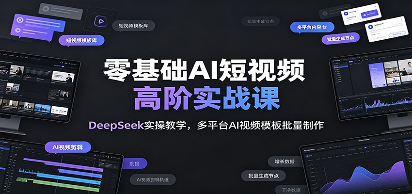 零基础AI短视频高阶实战课：DeepSeek实操教学，多平台AI视频模板批量制作-寒山客