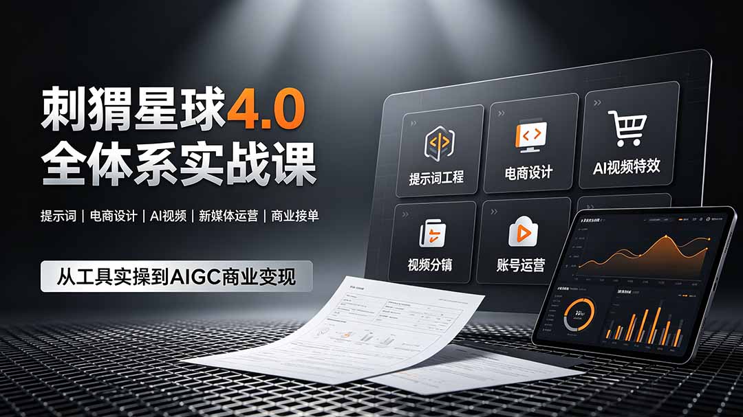 刺猬星球4.0全体系实战课，覆盖提示词工程、电商设计、AI视频特效与新媒体运营，一站式掌握AIGC商业核心技能-寒山客