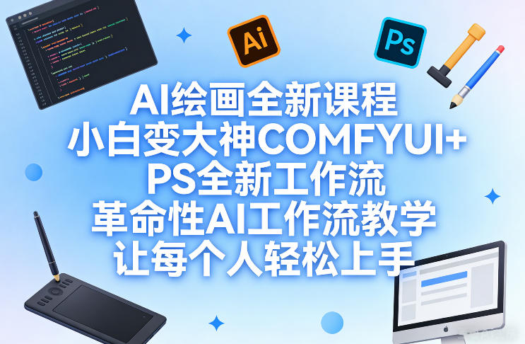 AI绘画全新课程，小白变大神COMFYUI+PS全新工作流，革命性AI工作流教学，让每个人轻松上手-小创项目网