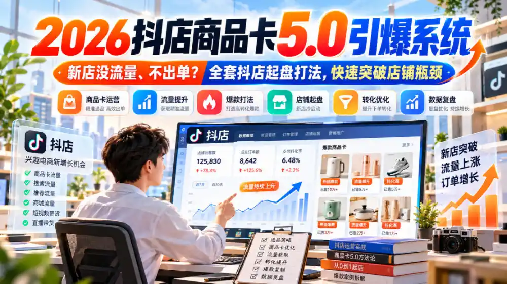 2026抖店商品卡5.0引爆店铺流量，新店没流量、不出单？全套抖店起盘打法，快速突破店铺瓶颈-小创项目网