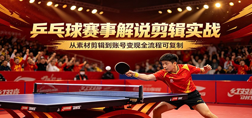 乒乓球赛事解说剪辑实战，从素材剪辑到账号变现全流程可复制-小创项目网