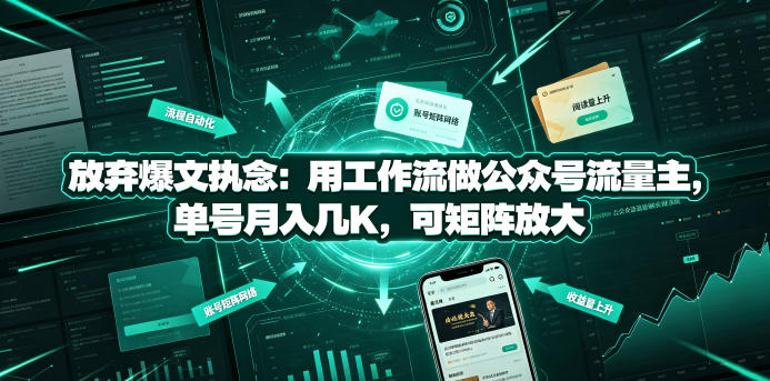 放弃爆文执念：用工作流做公众号流量主，单号月入几K，可矩阵放大-寒山客