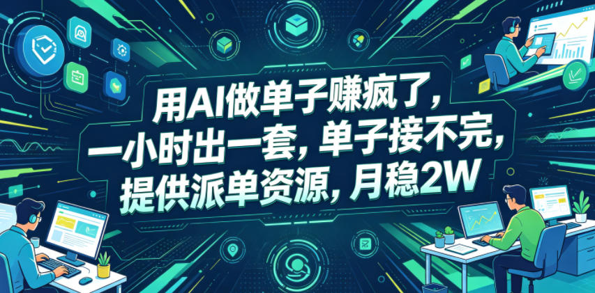 用AI做单子賺疯了，一小时出一套，单子接不完，提供派单资源，月稳2W【揭秘】-寒山客
