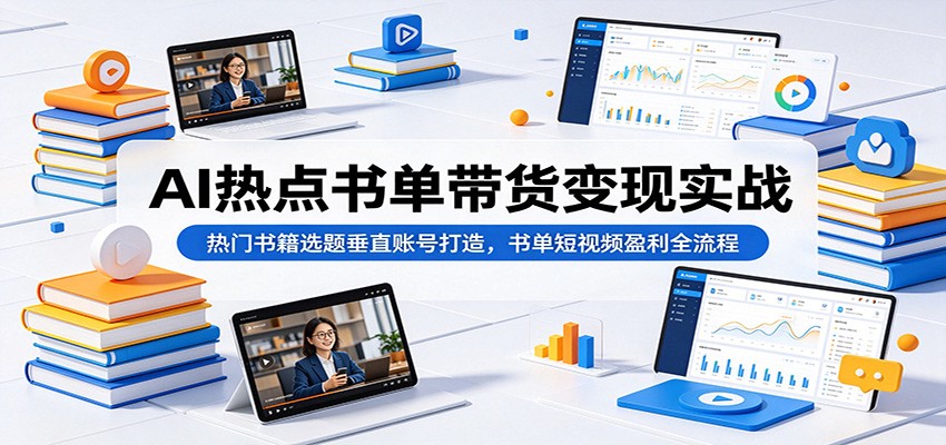AI热点书单带货变现实战：热门书籍选题垂直账号打造，书单短视频盈利全流程-小创项目网