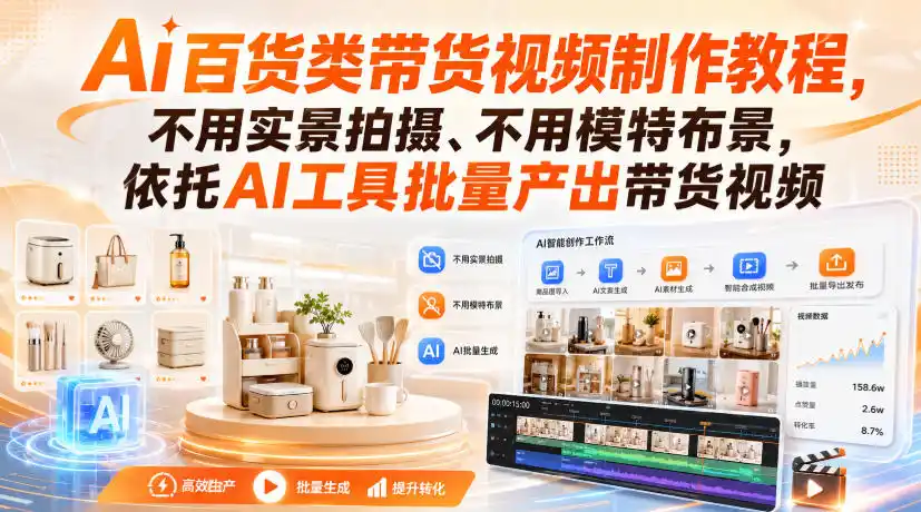 Ai百货类带货视频制作教程，不用实景拍摄、不用模特布景，依托AI工具批量产出带货视频-小创项目网