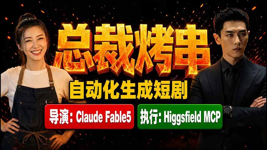 《总裁烤串》真人短剧全自动诞生！Claude Fable5 当导演，Higgsfield MCP 执行！-小创项目网