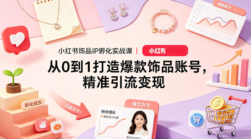 小红书饰品IP孵化实战课｜从0到1打造爆款饰品账号，精准引流变现-小创项目网