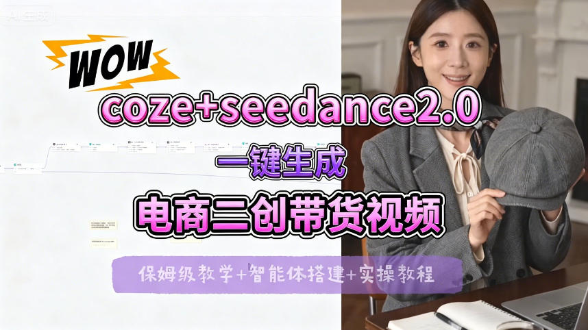 【Coze工作流搭建实操教程】seedance2.0+coze一键生成电商二创带货视频，全流程保姆级教学-小创项目网