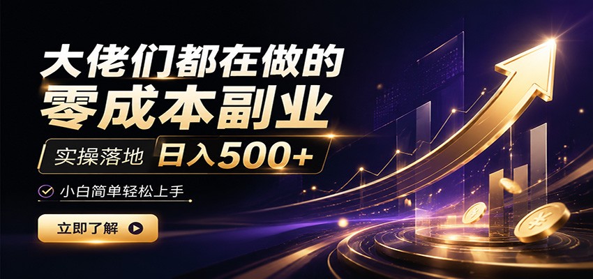 大佬们都在做的零成本副业，实操落地日入500+，小白一秒上手-小创项目网