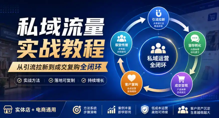 私域流量实战教程，从引流拉新到成交复购全闭环，实体店电商通用-小创项目网