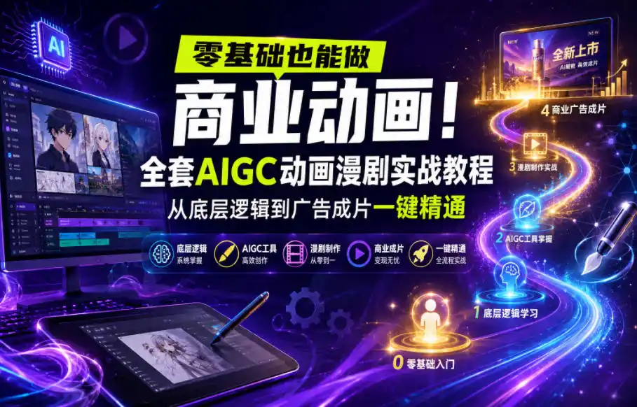 零基础也能做商业动画！全套AIGC动画漫剧实战教程，从底层逻辑到广告成片一键精通(更新0905)-小创项目网