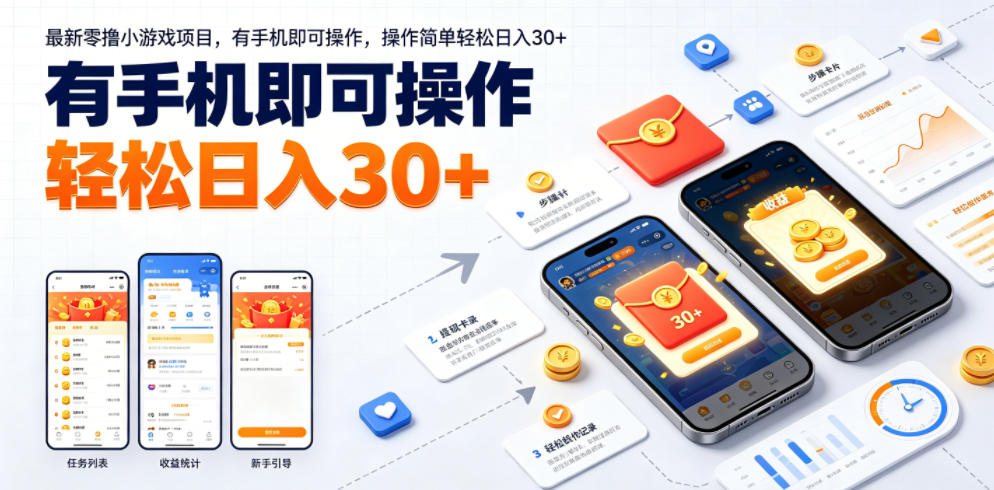 最新零撸小游戏项目，有手机即可操作，操作简单轻松日入30+-小创项目网