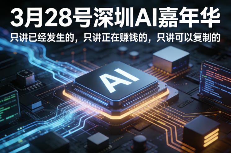 3月28号深圳AI嘉年华，只讲已经发生的，只讲正在賺钱的，只讲可以复制的-小创项目网