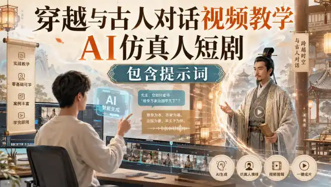 穿越与古人对话视频教学，AI仿真人短剧，包含提示词-小创项目网
