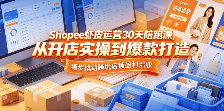 Shopee虾皮运营30天陪跑课，从开店实操到爆款打造，稳步撬动跨境店铺盈利增收-小创项目网