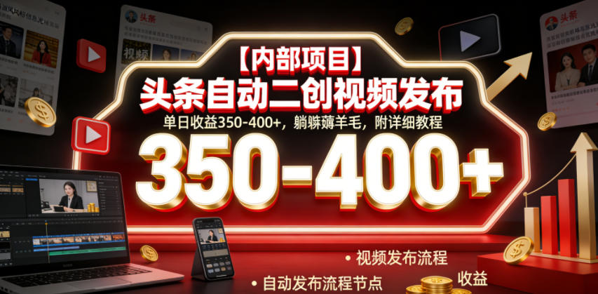 【内部项目】头条自动二创视频发布，单日收益350-400+，躺賺薅羊毛，附详细教程【揭秘】-寒山客