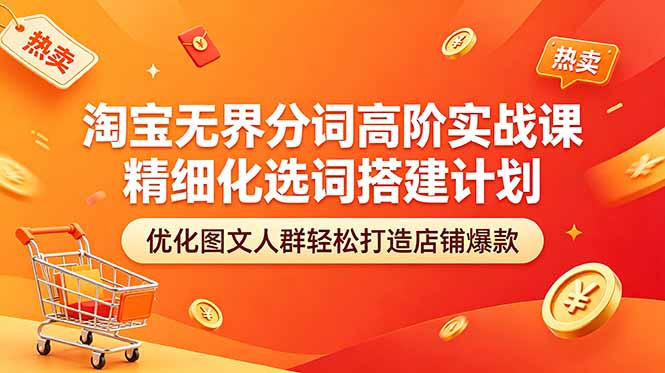淘宝无界分词高阶实战课 精细化选词搭建计划 优化图文人群轻松打造店铺爆款-小创项目网