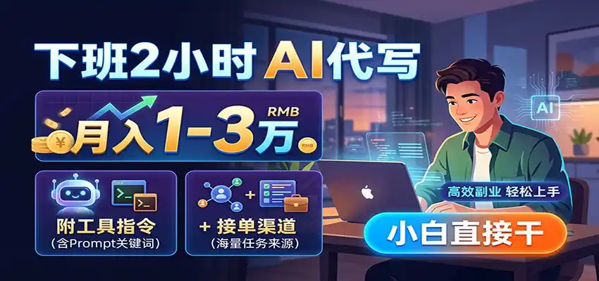 下班2小时AI代写，月入1-3万，附工具指令+接单渠道，小白直接干-小创项目网