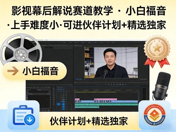 某大佬的影视幕后解说赛道教学，小白福音，上手难度小，可进伙伴计划+精选独家-小创项目网