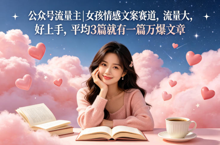 公众号流量主女孩情感文案赛道，流量大，好上手，平均3篇就有一篇万爆文章-小创项目网