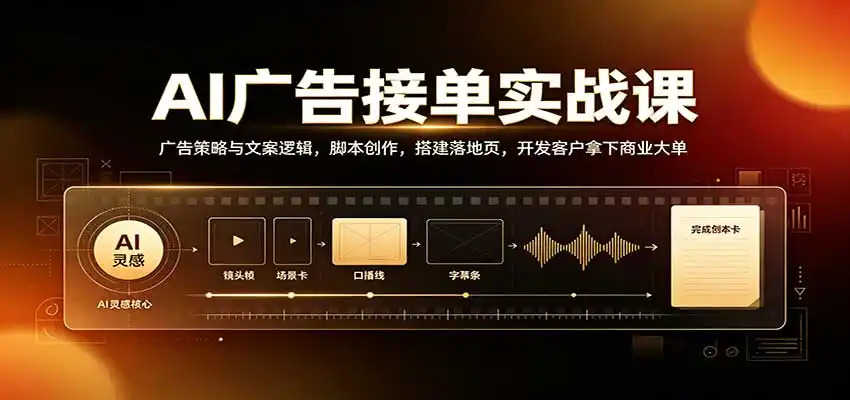 AI广告接单实战：广告策略与文案逻辑，脚本创作，搭建落地页，开发客户拿下商业大单-大伟资源网