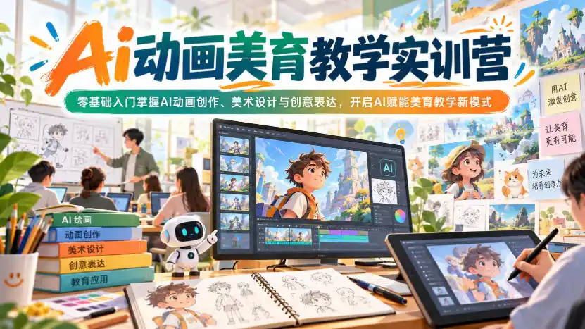 Ai动画美育教学实训营，零基础入门掌握AI动画创作、美术设计与创意表达，开启AI赋能美育教学新模式-小创项目网