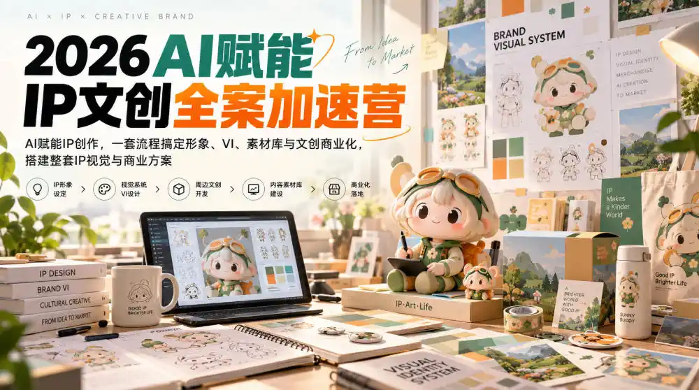 2026AI赋能ip文创全案加速营，AI赋能IP创作，一套流程搞定形象、VI、素材库与文创商业化，搭建整套IP视觉与商业方案-小创项目网