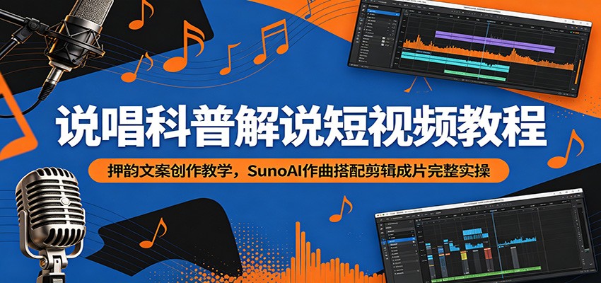 说唱科普解说短视频教程：押韵文案创作教学，SunoAI作曲搭配剪辑成片完整实操-小创项目网