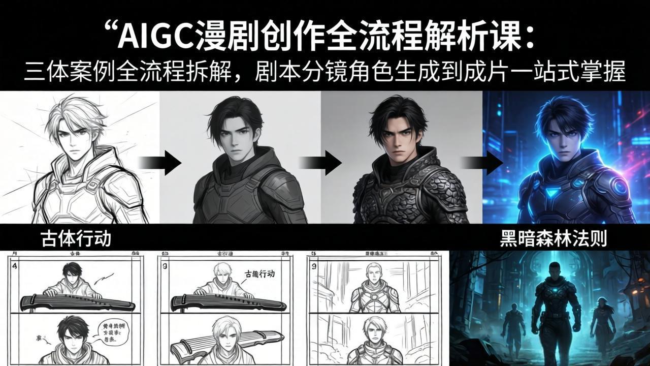 AIGC漫剧创作全流程解析课：三体案例全流程拆解，剧本分镜角色生成到成片一站式掌握-小创项目网
