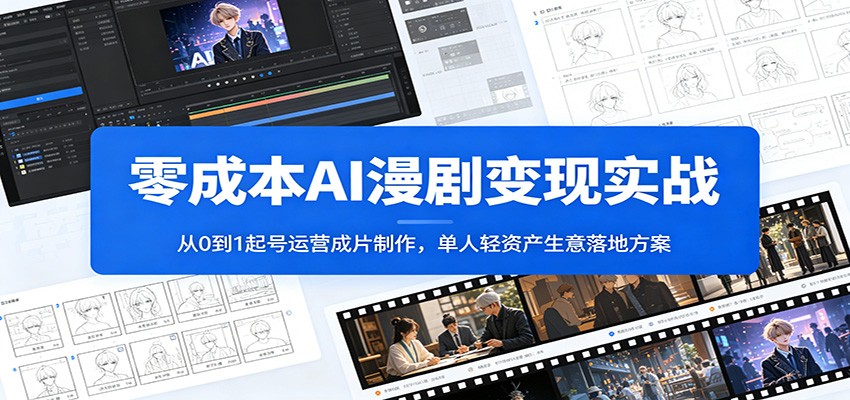 零成本AI漫剧变现实战：从0到1起号运营成片制作，单人轻资产生意落地方案-寒山客
