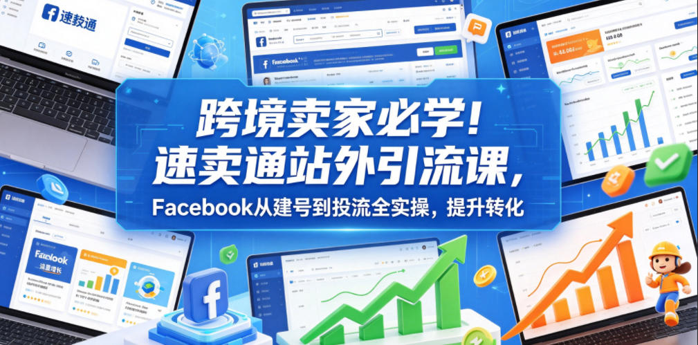 跨境卖家必学！速卖通站外引流课，Facebook从建号到投流全实操，提升转化-小创项目网
