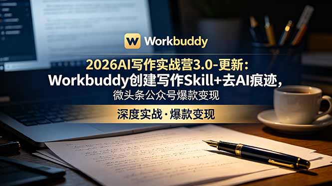 2026AI写作实战营3.0-更新：Workbuddy创建写作Skill+去AI痕迹，微头条公众号爆款变现-寒山客
