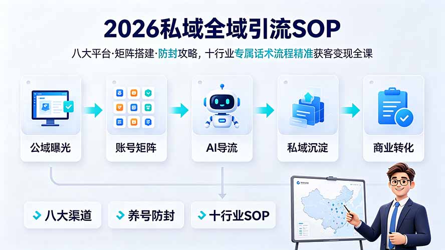 2026私域全域引流SOP｜八大平台·矩阵搭建·防封攻略，十行业专属话术流程精准获客变现全课-小创项目网