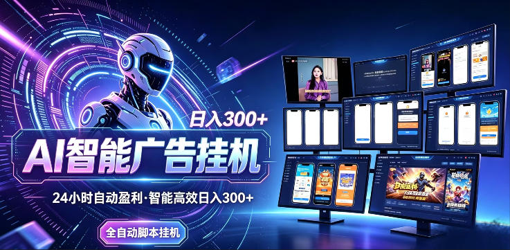 AI智能广告挂G项目，无需人工，单机稳定日入200+，可矩阵放大，24小时不间断刷广告賺收益【揭秘】-小创项目网